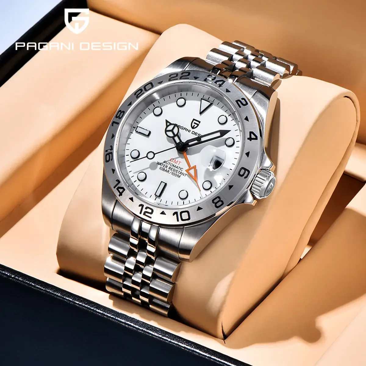 PAGANI DESIGN 2025 New 42MM Men's Watch Automatic Mechanical GMT Top Sapphire Crystal Stainless Steel Waterproof 10Bar BGW-9 rel