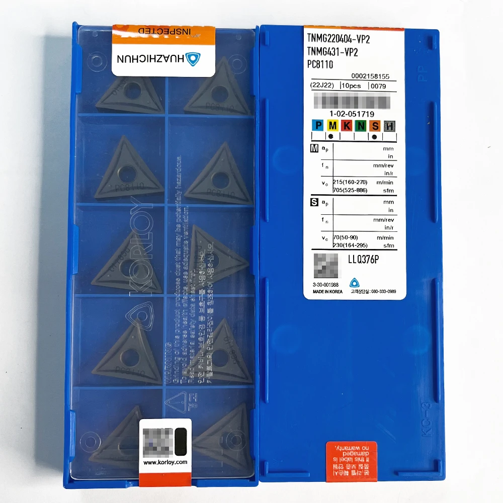 

HUAZHICHUN 10pcs Original Tnmg220404-vp2 PC8110 / TNMG 220404-MP NC5330 CNC Carbide Inserts For S