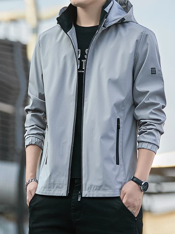 

Новая молодежная куртка с капюшоном, ветрозащитная, водонепроницаемая, для активного отдыха, спорта, повседневная, свободного кроя, из полиэфирного волокна, на молнии, однотонная