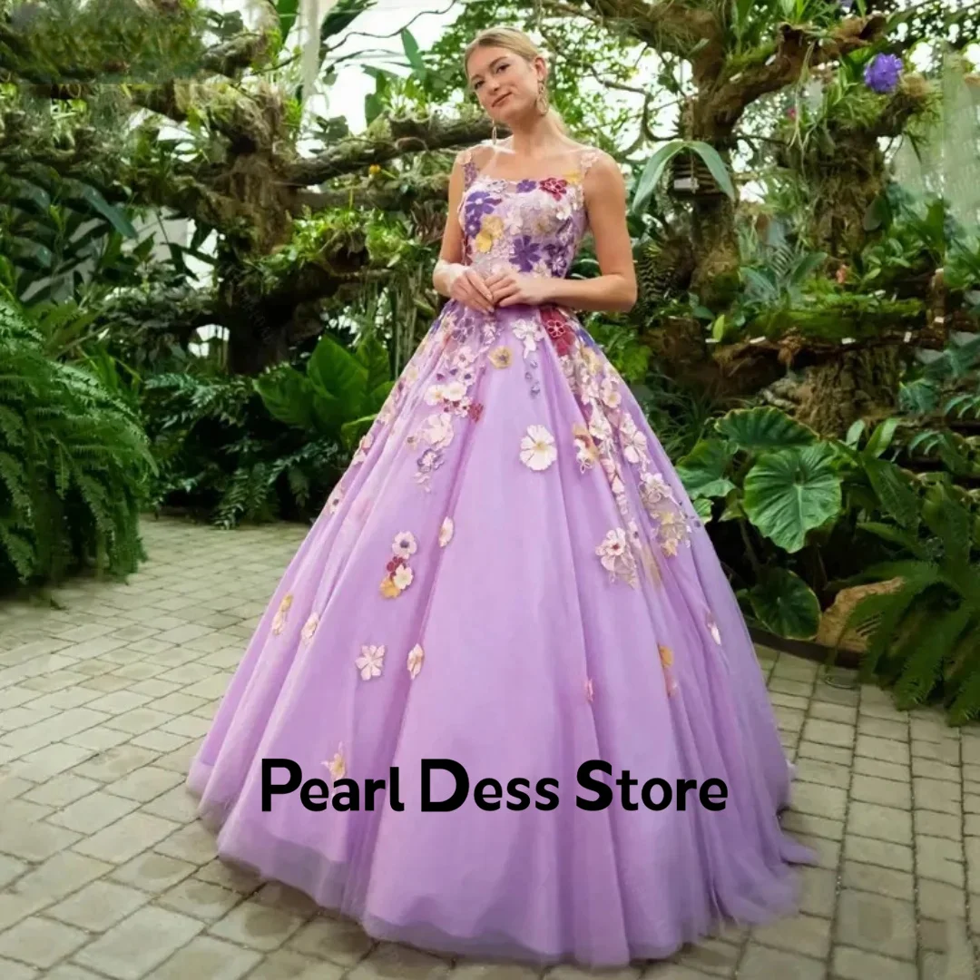 

Purple ball dress 3D floral embroidery princess formal occasion wedding dress Vestidos De Fiesta De Noche