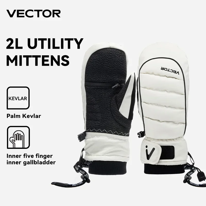 VECTOR-guantes de esquí de protección interior de cinco dedos, medio desmontable, de algodón, Kevlar