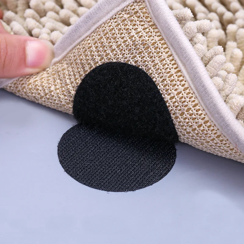 10Pcs Double-Side Self Adhesive Hook And Loop Fastener Tape Round Black Anti Slip Fixed Sticker For Sofa Mat Carpet Dots Sticker