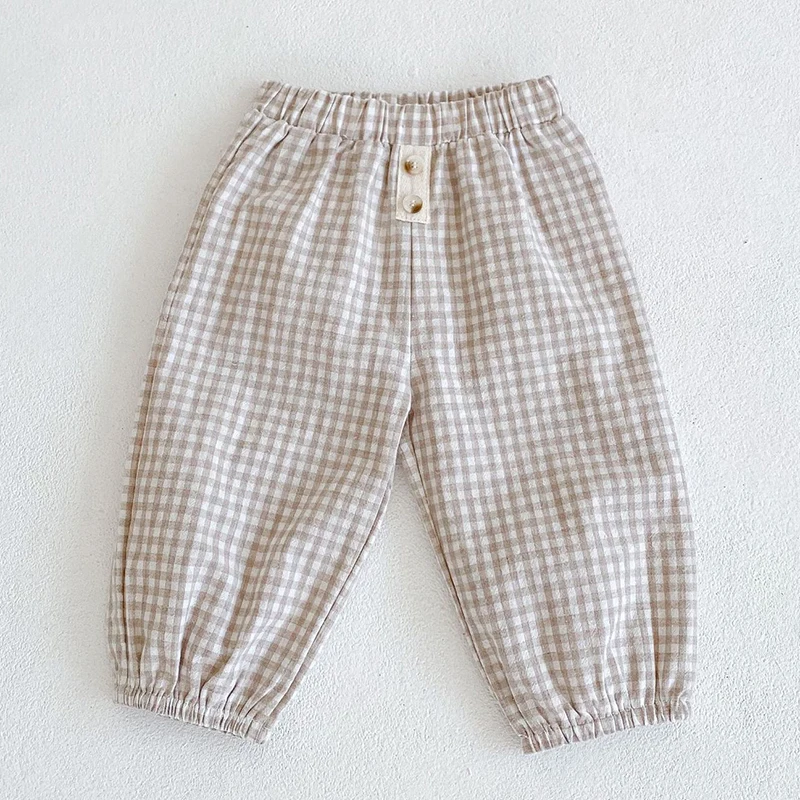 Infants Kids Boys Girls Cute Loose Pants Children\'s Clothing Casual Pant Baby Boys Girls Grid Children Pants