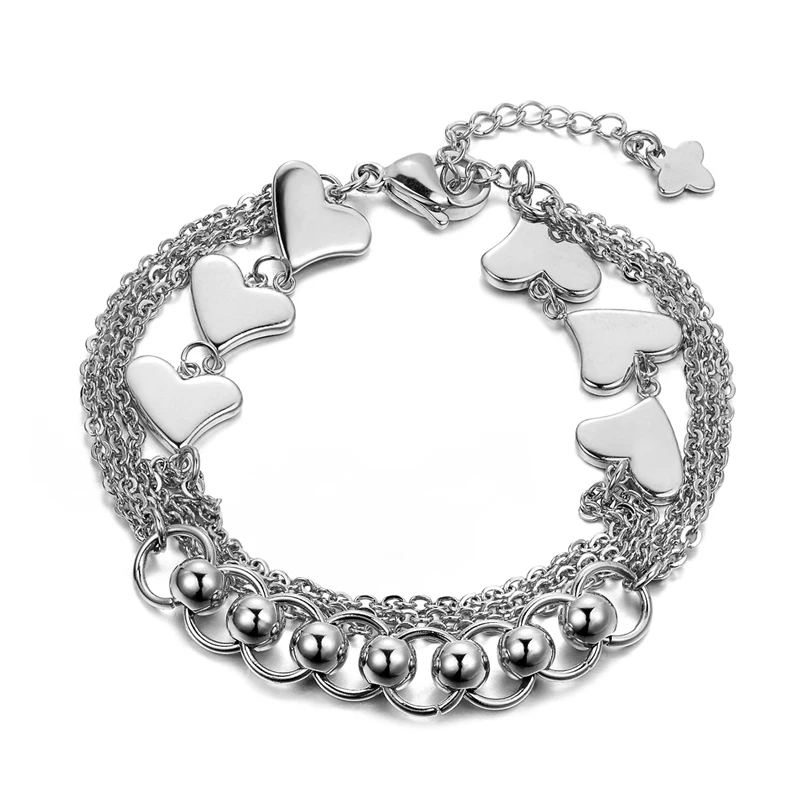New Style Brand Gold Color Heart And Beads Charm Bracelets & Bangles Multi Mode Accessories Chain Bracelets For Women Pulsera image 5
