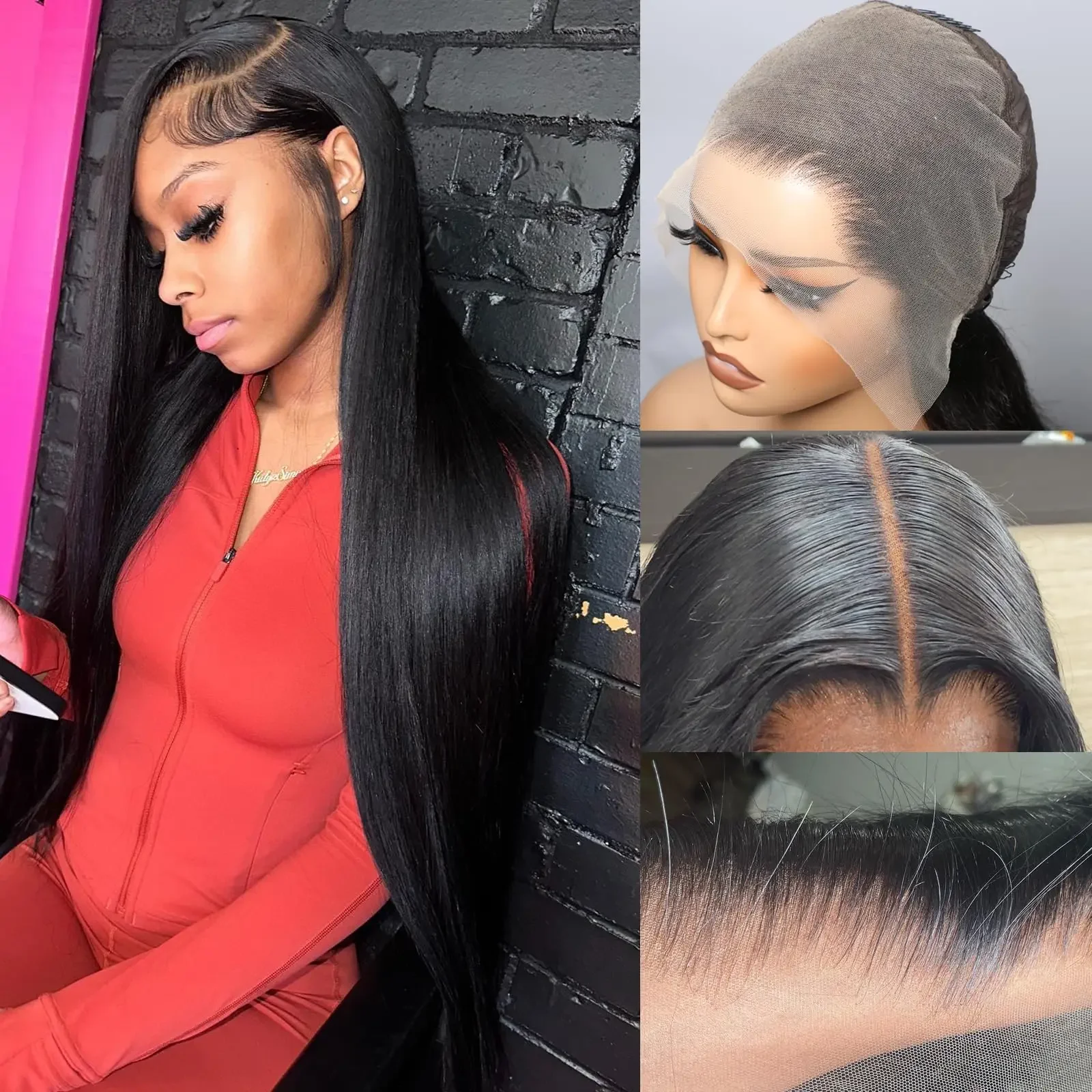 34Inch 180% Density Silky Straight 13x6 HD Lace Frontal Wigs For Women 13x4 Brazilian Remy Hair Wigs Natural Human Hair Wigs