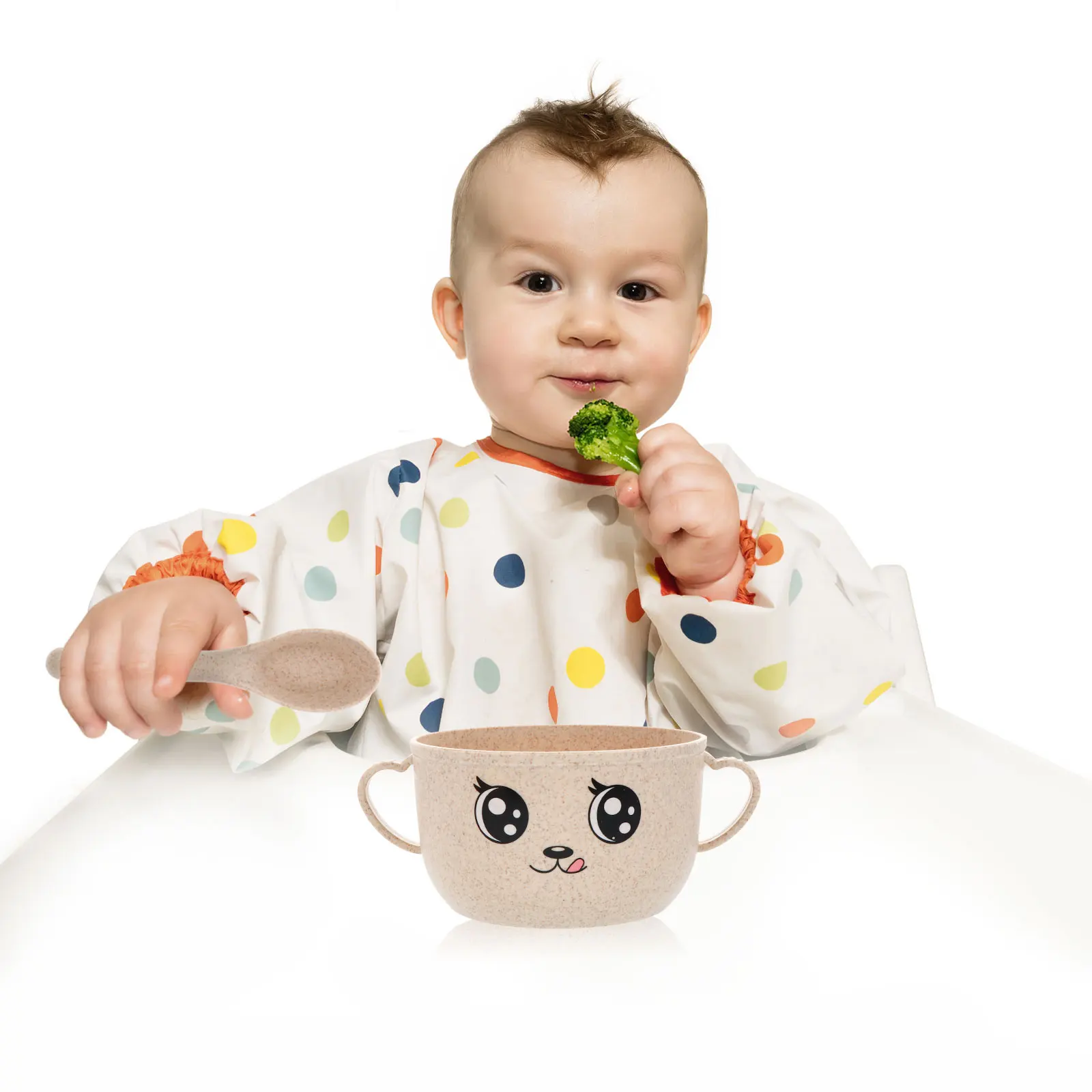 깨지지 않는 아기 그릇 2세트, 뚜껑과 스푼이 있는 유아용 그릇, 친환경 안전한 어린이용 밥/디저트/음식 그릇 세트 (부드러운 식감)