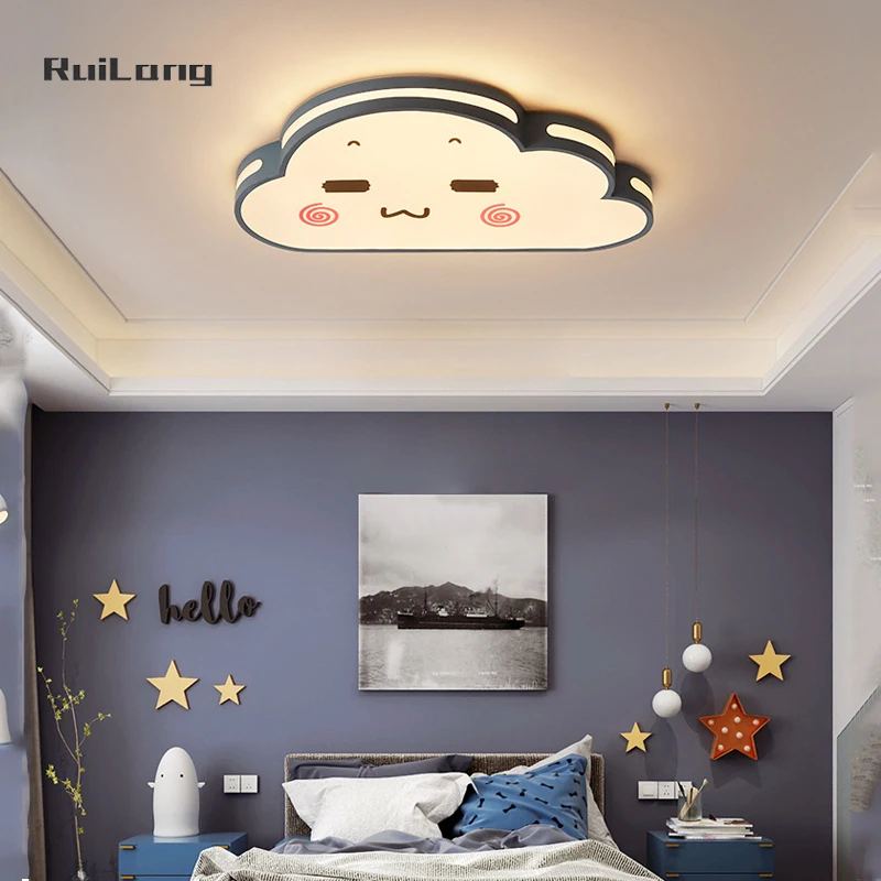 Cloud Ceiling Light Bedroom Children Baby Nursery Deco Cute Smile Face Plafon Cartoon Chandelier Kids Room Girl Boy Ceiling Lamp