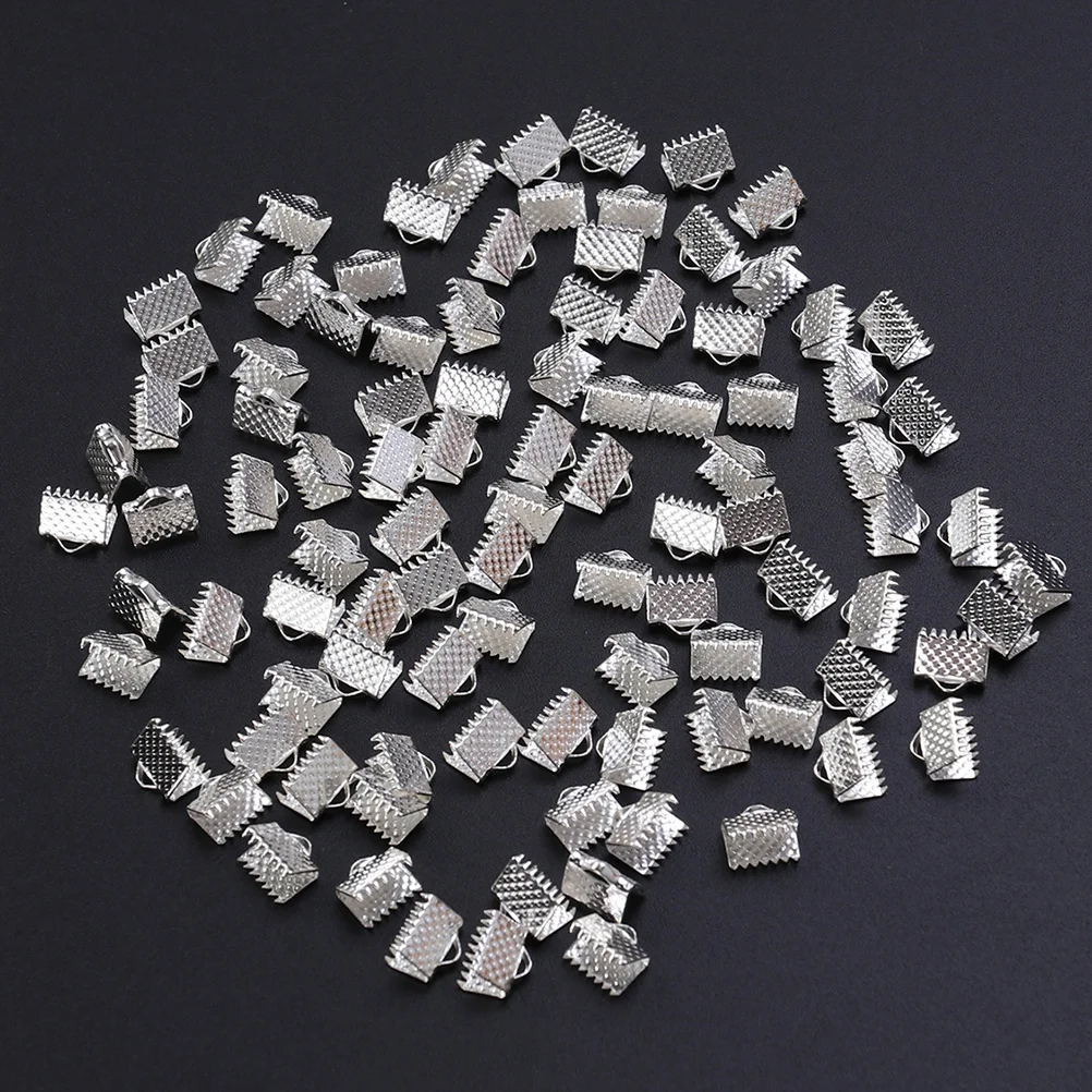

750pcs 6Mm Plated Ribbon Ends Cord Fastener Clasps Textured Crimp End Caps For Diy Jewelry Craft Bookmark Cord Ends