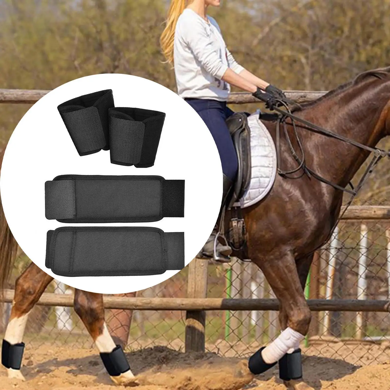 4 peças cavalos jarrete escudos protetor envoltório equipamentos acessórios leve botas de cavalo protetor para ao ar livre equestre