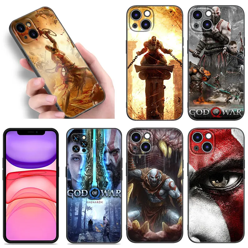 Kratos God of War Black Silicone Phone Case For Apple iPhone 12 13 Mini 11 14 15 Pro Max 7 8 Plus X XR XS SE 2020 2022