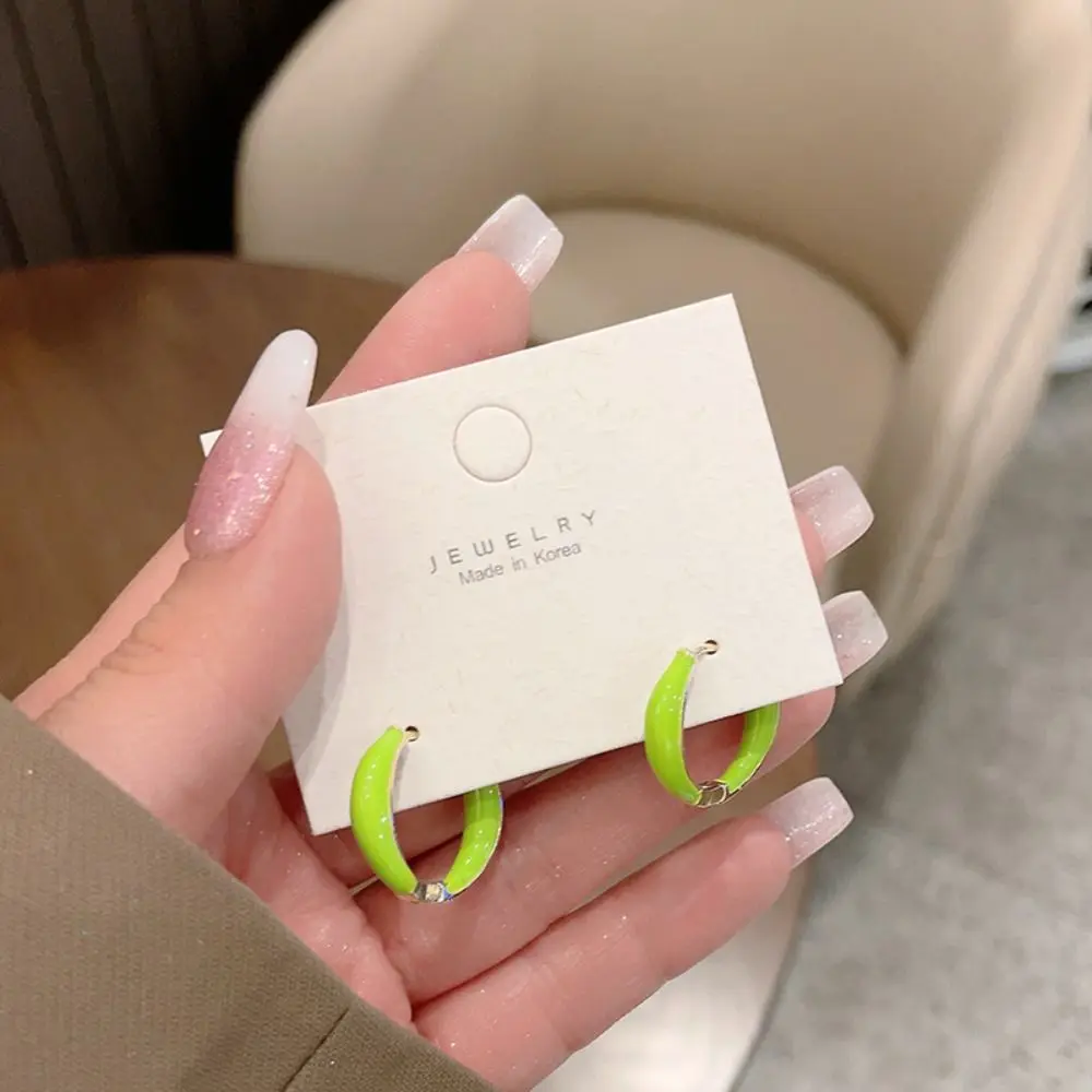 العصرية دائرة المينا هوب أقراط مجوهرات اكسسوارات سبيكة نازف النفط القرط بلون هوب الأذن مشبك هدية #3