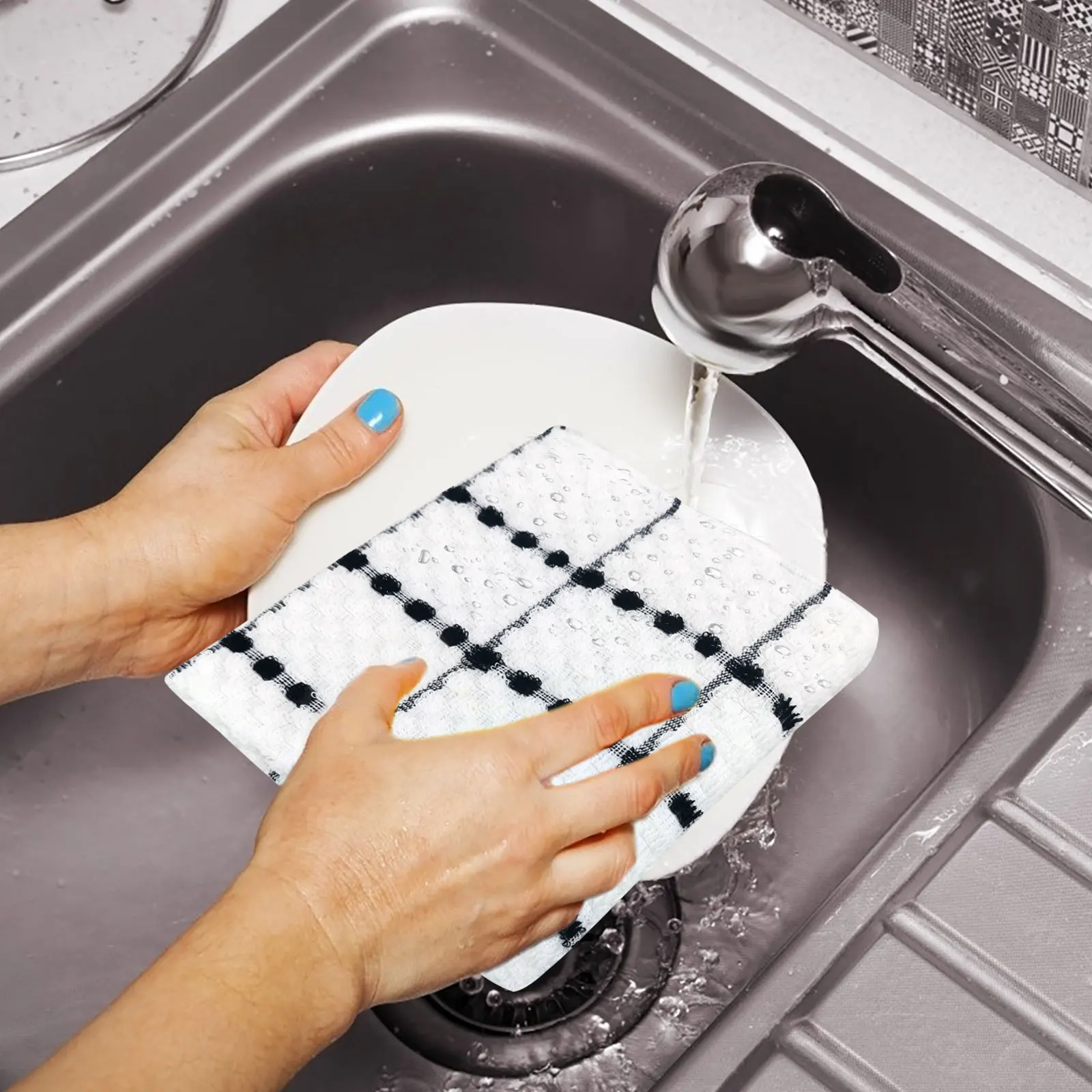 

3pcs Thickened For Kitchen Bathroom Hands Multi-Use Washable Scratch-Resistant Dish Wiping Rags Supple Laundry