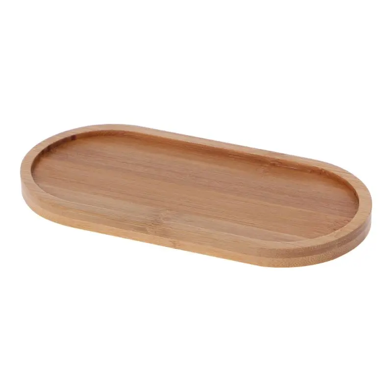 Oval Shape Bamboo Tray Natural Dessert Cup Tray Small Wooden Cheese Plate for Baking Bread Cupcake Storage Dish