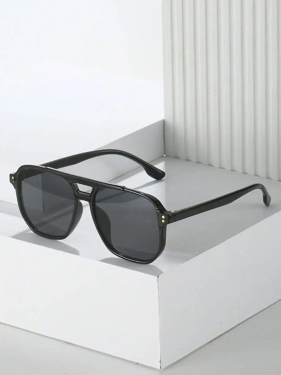 

Black Aviator Double-Beam Sunglasses For Women, Casual Outdoor Travel Business Gift
