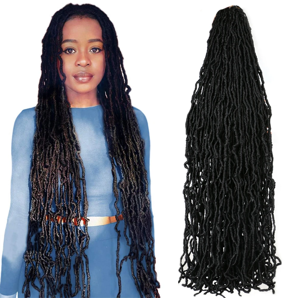 36Inch Soft Locs Crochet Hair Synthetic Pre Looped Curly Wavy Faux Locs Crochet Braids for Natural Butterfly Crochet Hair