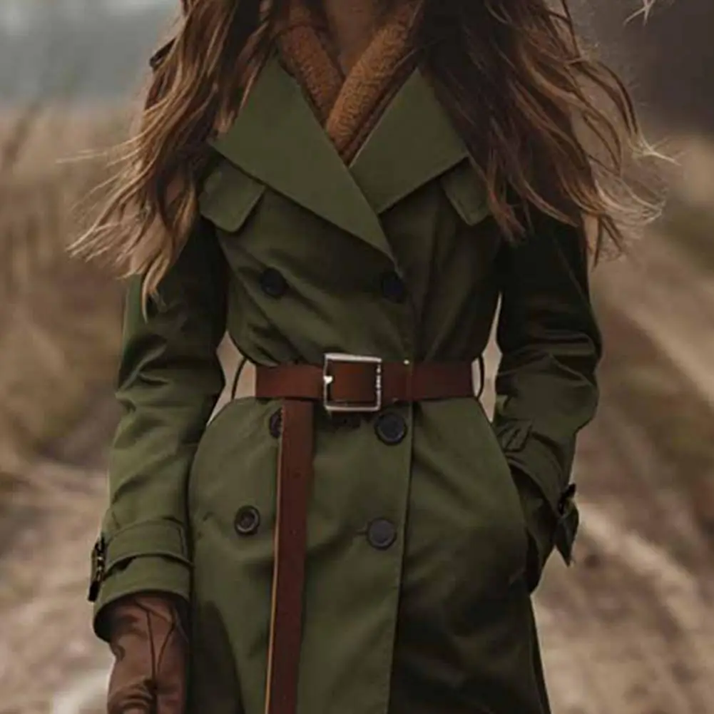 

Женский плащ, осень 2024, классический двубортный осенний плащ с лацканами, тонкий халат длиной миди, зимний кардиган, куртка