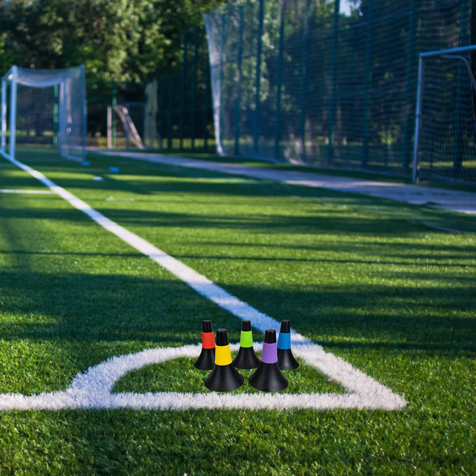 5個入りプロ仕様サッカー練習用コーン-軽量コンパクトスポーツコーン-サッカー練習アジリティドリルコーチング器具