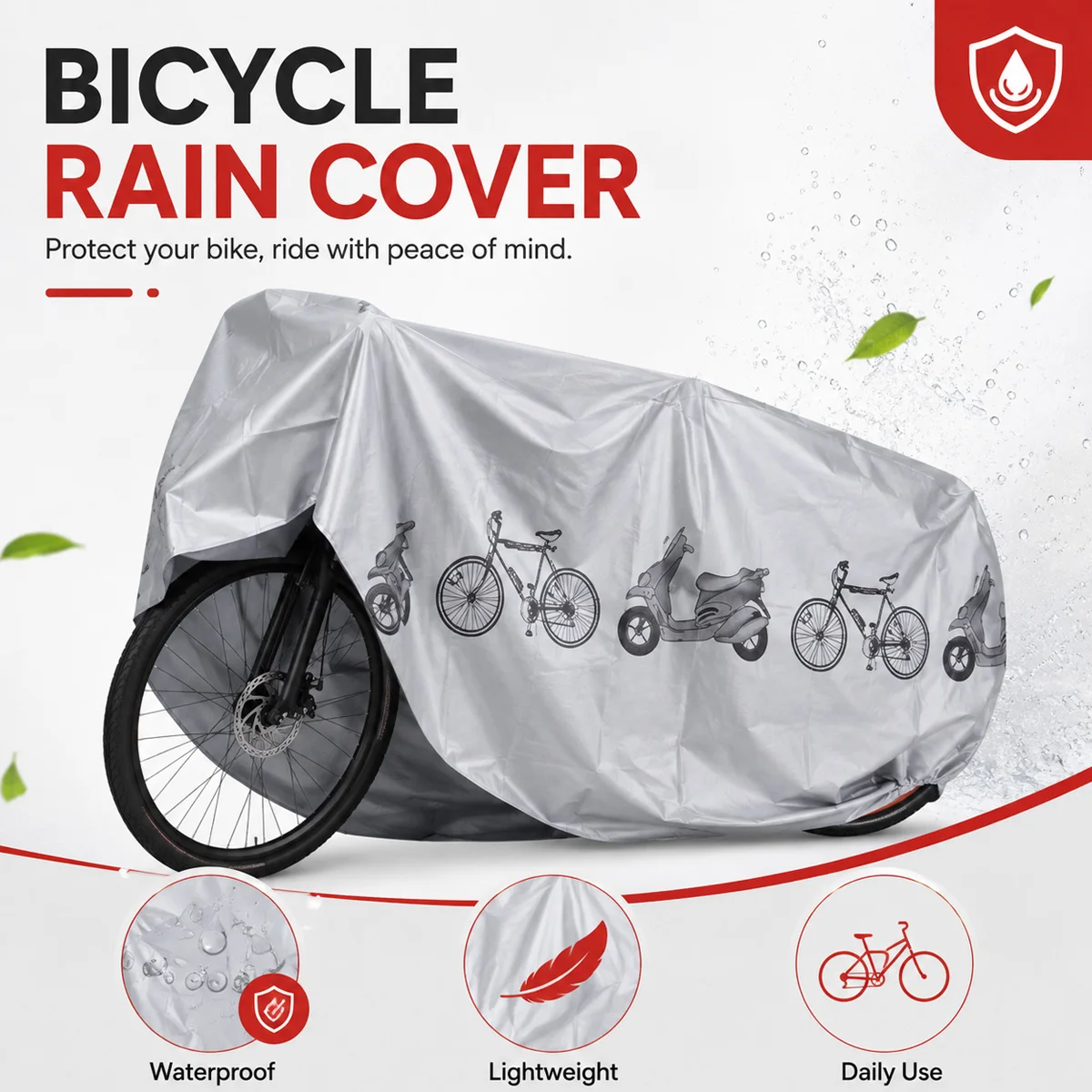 PINMOAP Universal Bicycle Rain Cover Waterproof Outdoor Bike Cover Dustproof UV Resistant Windproof Storage Bag Cycling Gear view 6