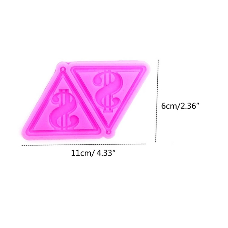 Molde chaveiro silicone formato dólar triangular, ferramenta fabricação manual material silicone