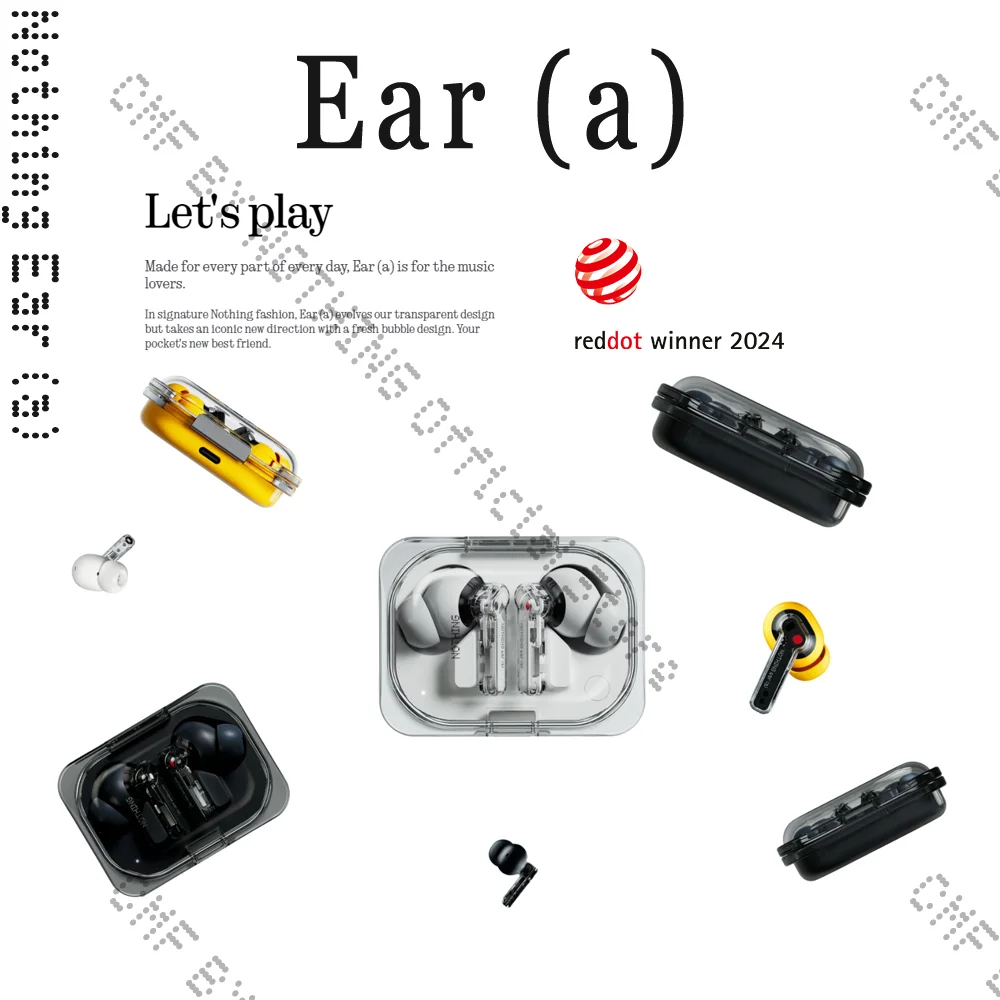 Nothing Ear (a) 45 dB active noise cancellation Powerful dynamic 11 mm driver Up to 42.5 hours of listening time