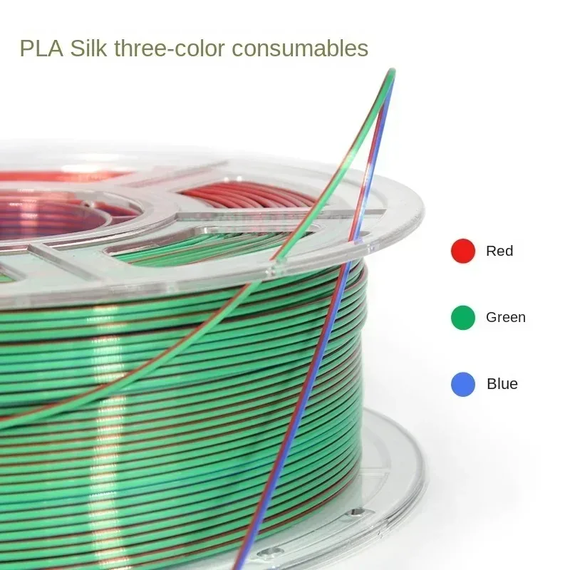 PLA Filament 1.75mm,Tri-Colors Silk 3D Printer Filament Tri-Color Silk PLA Filament 3D Printing Coextrusion Filament,1kg/2.2lbs