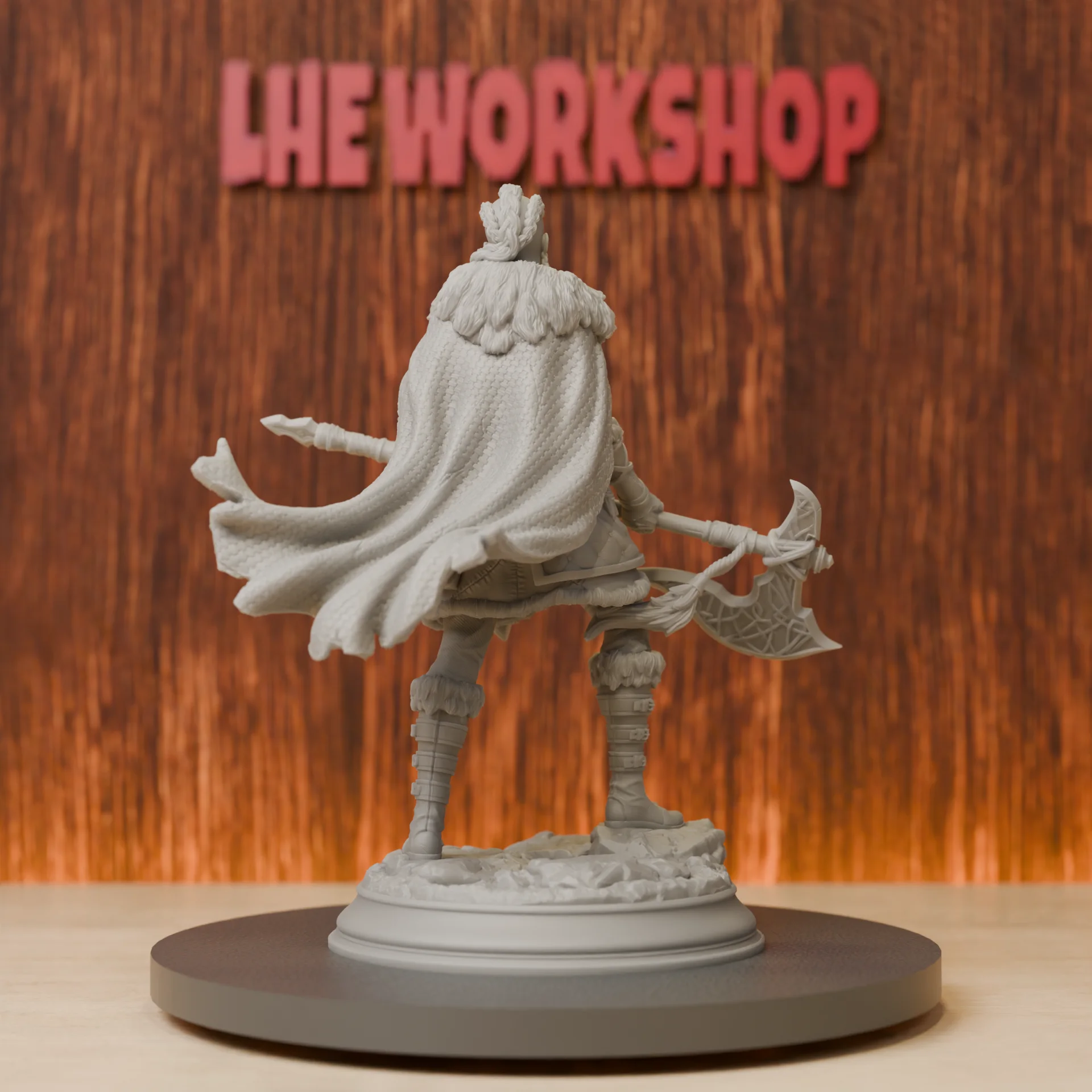 Female Barbarian with a Poleaxe  Miniatures | 28mm-75mm | Resin 3D Printed DND Pathfinder Mini | Unpainted Grey