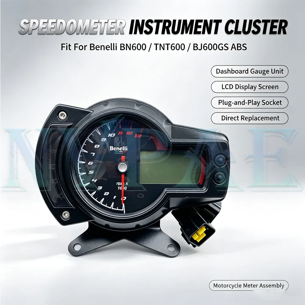 For Benelli BN600 TNT600 BJ600GS ABS Dashboard Gauge Unit LCD Display Screen Socket Speedometer Instrument Cluster