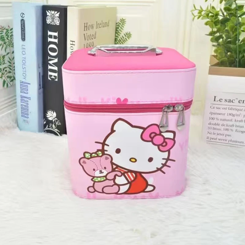 Hello Kitty borsa da donna portatile per trucco di grande capacità borsa per cosmetici borsa da viaggio portatile impermeabile per la bellezza