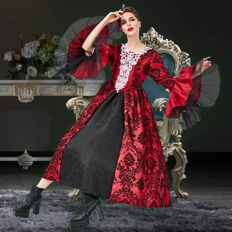 

Adult Costume for Halloween Masquerade Party Gothic Style Late Evening Gown Makeup Included Retro Theme Dress