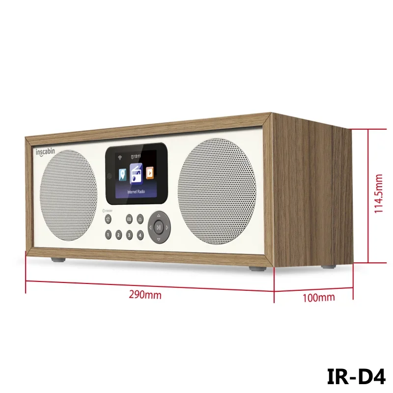 Inscabin D4 Wifi Internet Digital Radio Speaker Wooden Retro Radio with Spotify Connect and Bluetooth/Colour Screen Music Play