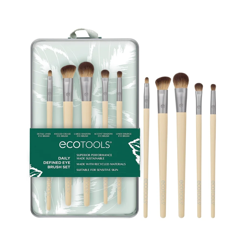Kit de pincéis de maquiagem para os olhos definidos diariamente, conjunto de 6 peças, alças de bambu ecológicas, pincéis de maquiagem sustentáveis, creme líquido em pó, viagem