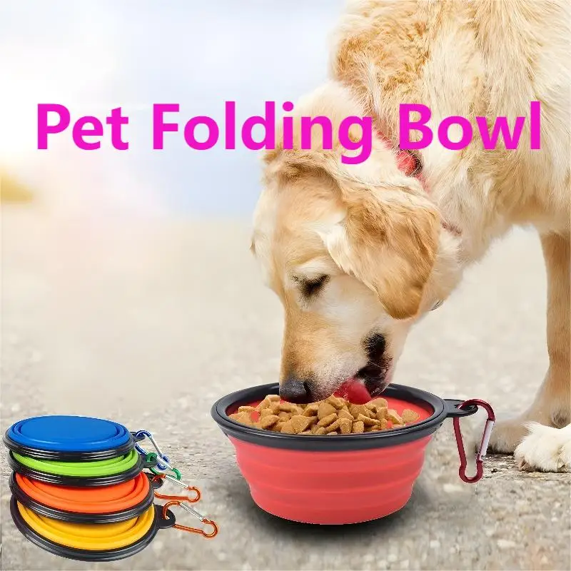 

Pet Dog Collapsible Bowl Folding 350ml Silicone Bowl Outdoor Travel Portable Puppy Food Container Feeder Dish Bowl Pet dog bowls