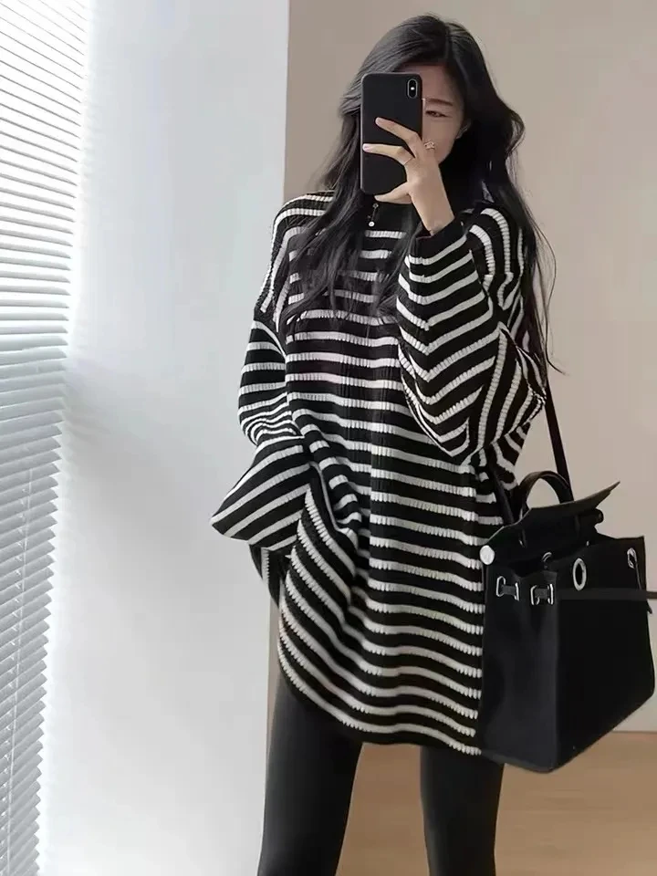 2023 Autumn Thin Oversize Strip Maternity Nursing Tees Legging Sets Casual Loose Shirt Clothes For Pregnant Women Pregnancy Tops