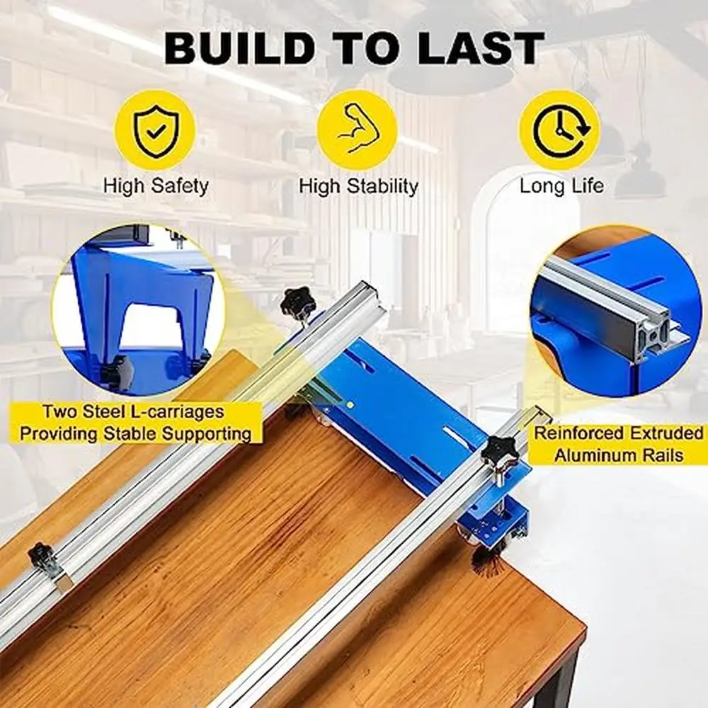 Adjustable Router Sled Jig Wood Slabs XYZ Axis Milling Guide w/Steel Brackets and Brush Wheel Compatible with Most Routers