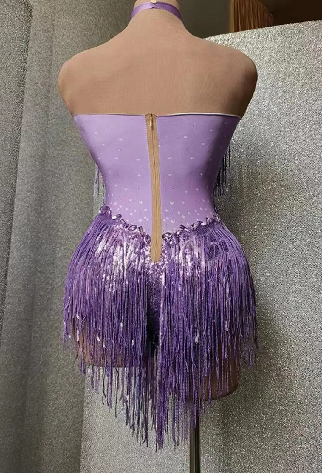 Traje de club nocturno para mujer, traje de baile brillante, ropa de baile de una pieza, Body con flecos de diamantes de imitación brillantes, leotardo de escenario para cantante