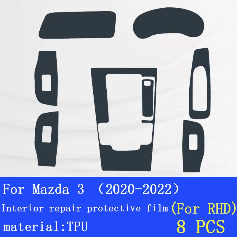 For Mazda 3 2020-2022 Navigation Center Console Gear Panel Screen TPU Car Interior Protective Film Anti-Scratch Repair Sticker