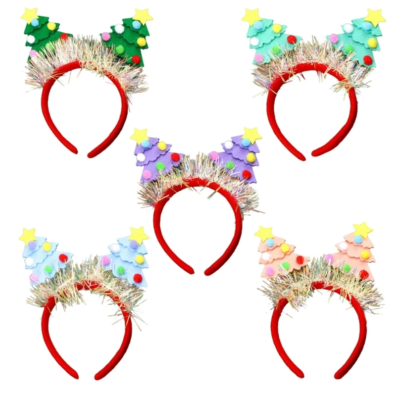 Holiday Spirit Christmas Tree Shaped Headband Soft Fabric Headwear for Easy Wear