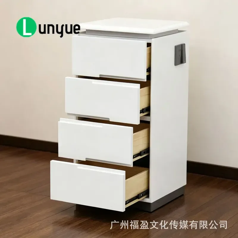 Solid Wood Tool Cabinet for Barber Shop Hair Stylist Side Storage Locker with Drawers Mirror Table Professional