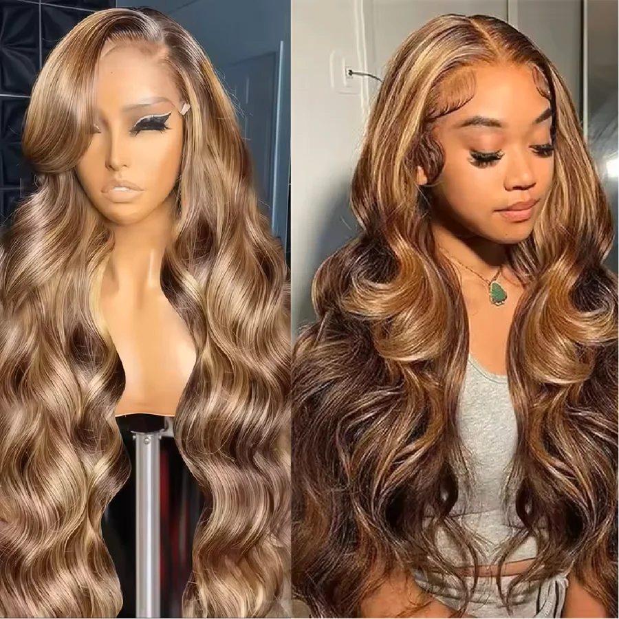 

Парик из натуральных волос 13x6 HD Lace Frontal, 200% плотность, с мелированием 427, 36 дюймов, 13x4 Body Wave Lace Front, предварительно выщипанные пряди