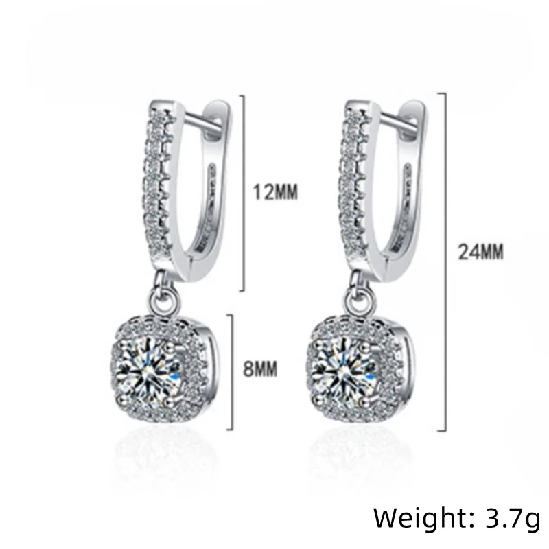 2CT Moissanite Huggie Hoop kolczyk dla kobiet stworzony w laboratorium diament 925 srebro Dainty Hoop dynda kolczyk Fine Jewelry — zdjęcie 7