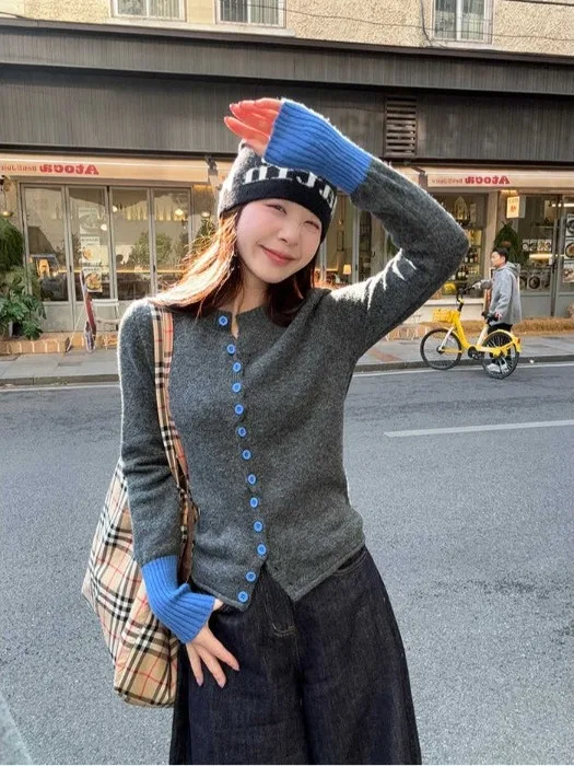 여성용 슬림핏 롱 니트 가디건 라운드 넥 디자인 센세이션 컬러 콜리온 초가을 이너웨어 부드럽고 편안한...