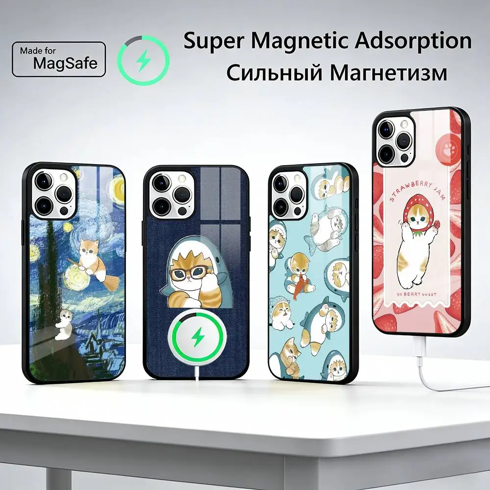 

M-Mofusand Cat Cute Cartoon Phone Case For iPhone17,16,15,14,13,12,11 Plus,Pro Max, New Magnetic Wireless Charging
