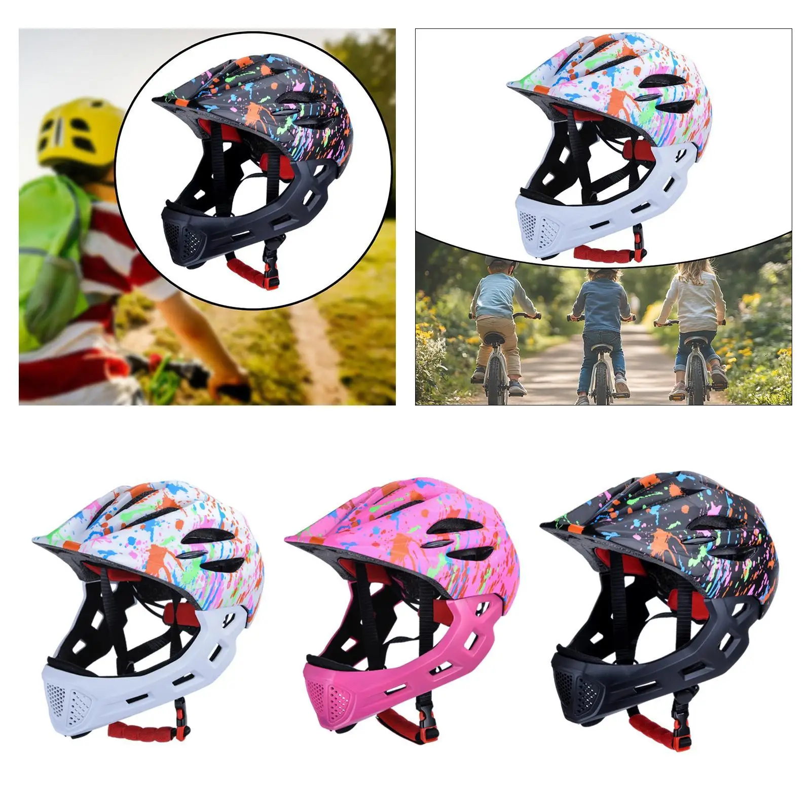 Bike Helmet for Kids Full Face Helmet Portable Children Bicycle Helmet for