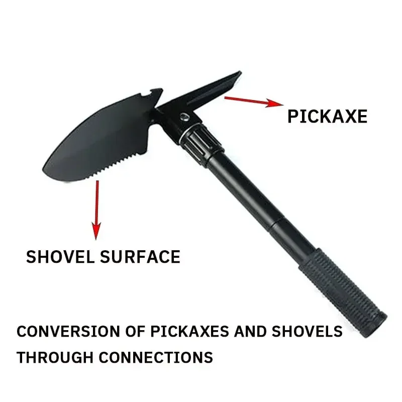 1PC Stainless Steel Engineer Shovel Military Folding Shovel Outdoor Multifunctional Camping Fishing Shovel Pickaxe for Vehicle