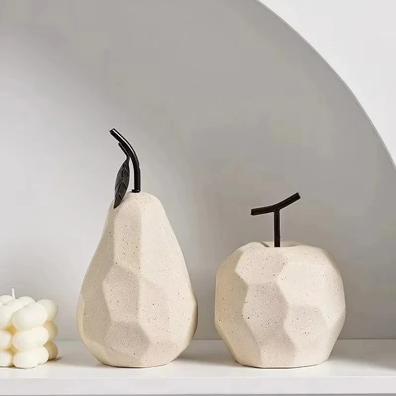 

Nordic Sculpture Ceramic Apple Pear Figurines Home Decor Accessories Fruit Ornaments For Interior Office Desk
