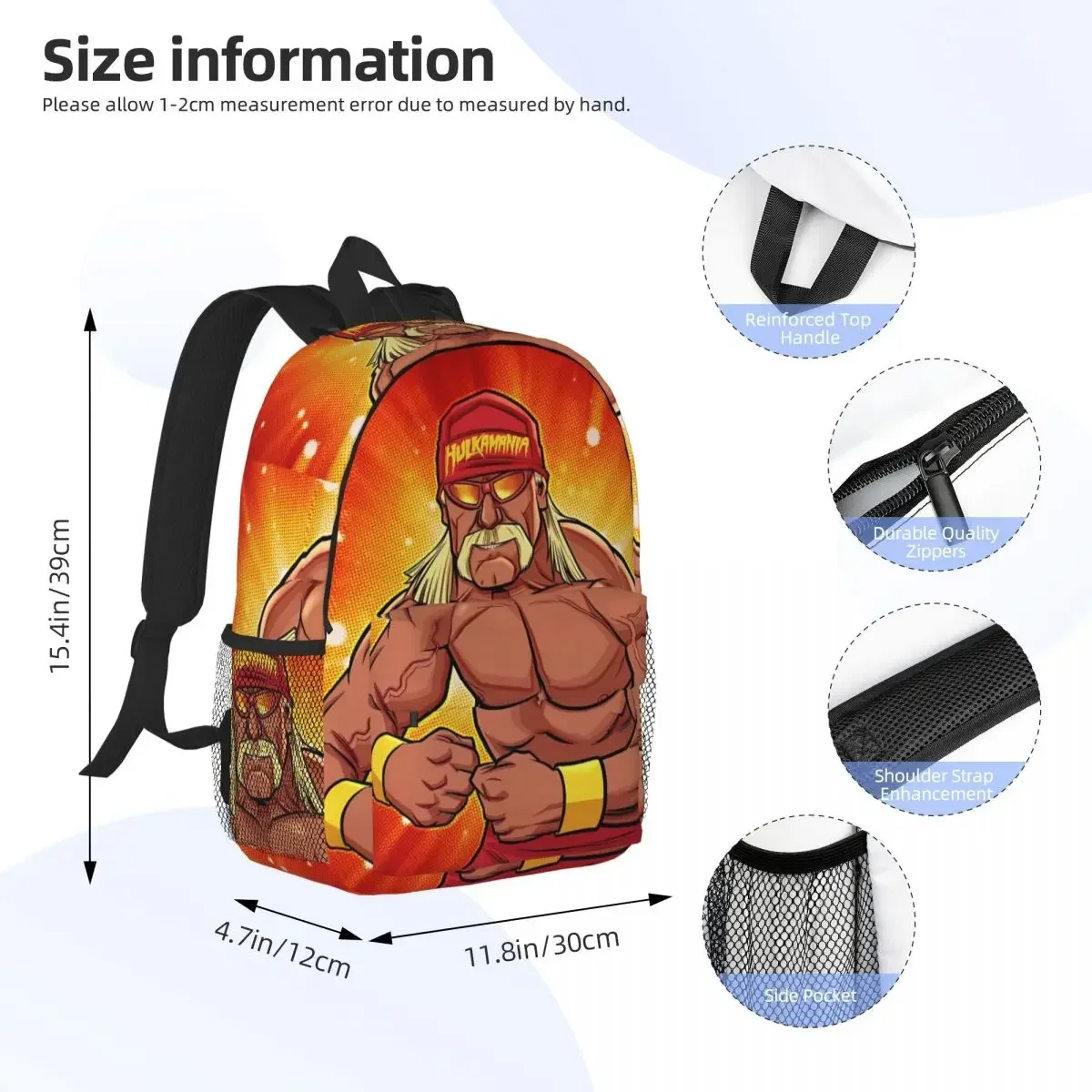 Hulk Hogan Hulkamania Rugzak Student Jongens Meisjes Boekentas Kinderen Schooltas Laptop Schoudertassen voor Heren Dames