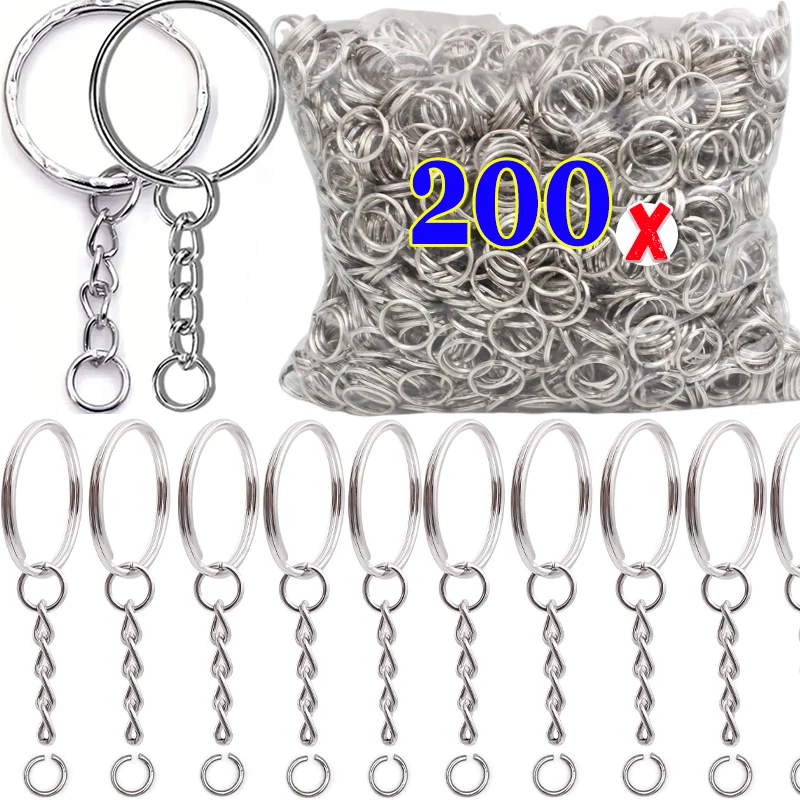 سلسلة مفاتيح معدنية مطلية بالفضة مع مشبك جراد البحر ، حلقة مفاتيح فارغة ، حلقات منقسمة ، قلادة من الفولاذ المقاوم للصدأ ، مفتاح ، أغلبية #1