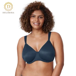 Delimira Women's Plus Size Minimizer Bra Full Coverage Smooth Underwire Non-padded Seamless Support Bras D DD E F