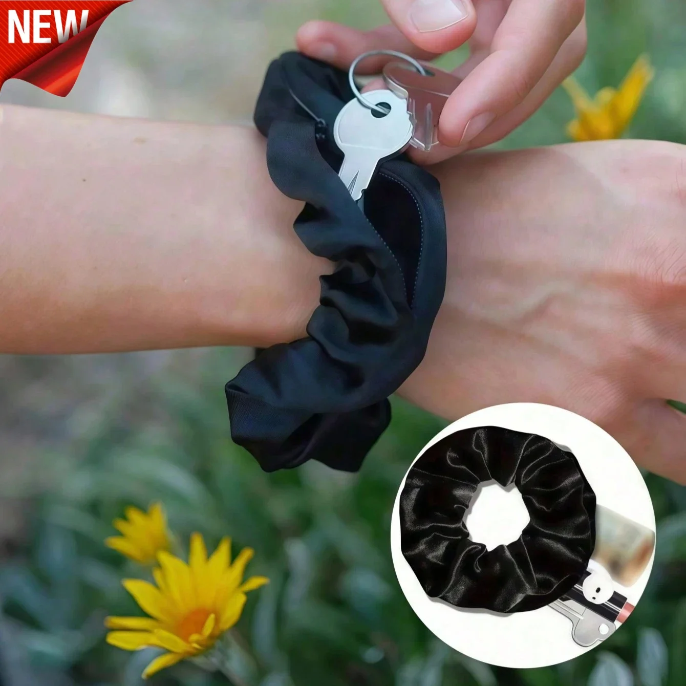 

Stash Pocket Scrunchies With Hidden Zipper, Soft Velour Hair Ties, Elegant Ponytail Holder For Women