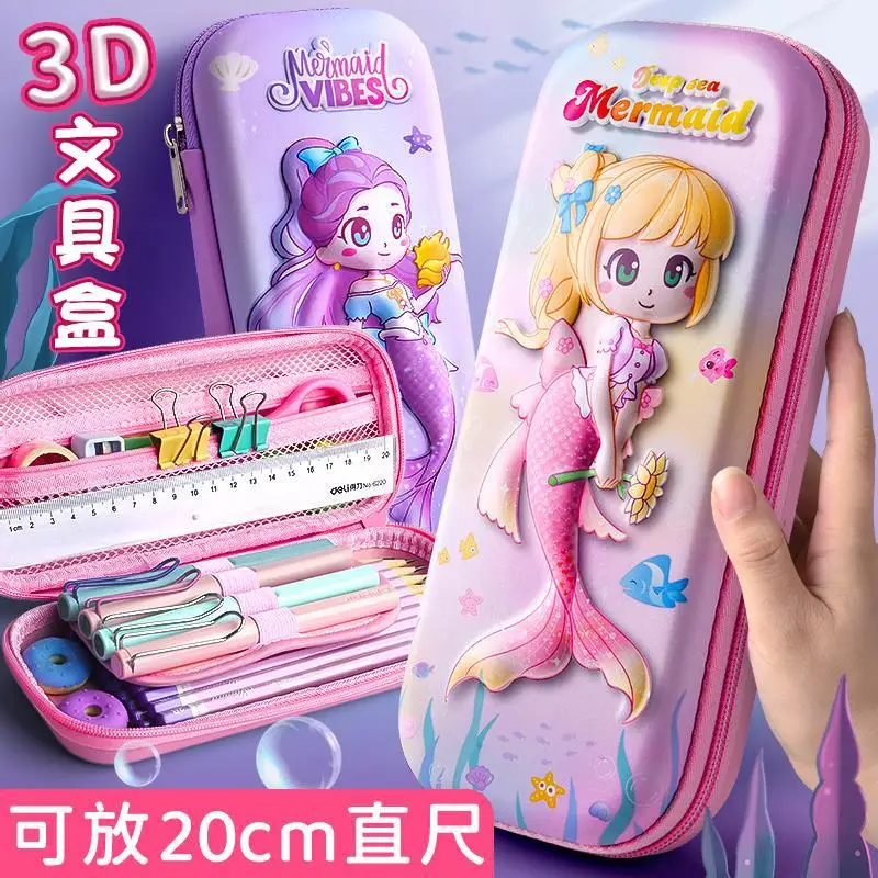 3D Mermaid Pencil Box Pink Unicorn EVA Stationery Case School Supplies Pouch Holder Bag Pen Organizer Gift Storage Korean Unicor